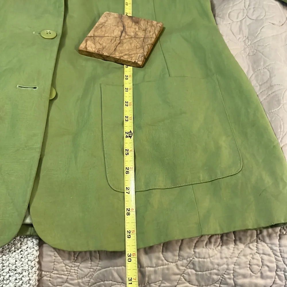 New York & Company Woman’s Chartreuse Linen Blend Notched Collar Boxy Blazer 14 - Picture 9 of 11